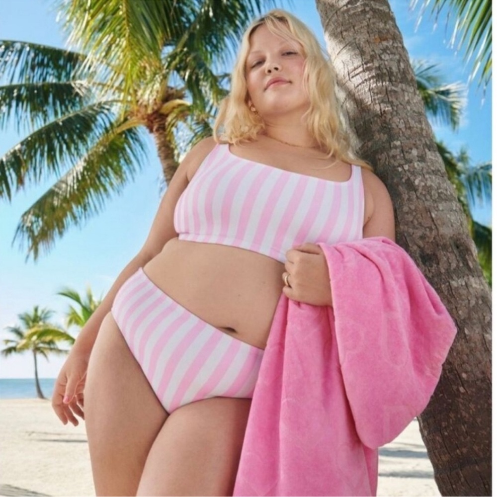 NWT Stoney Clover x Target pink and white stripe swim top sz XL